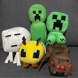 Minecraft Plush Lot 2 Creeper Bumble Bee Spider Ghast  Mojang Toy Factory